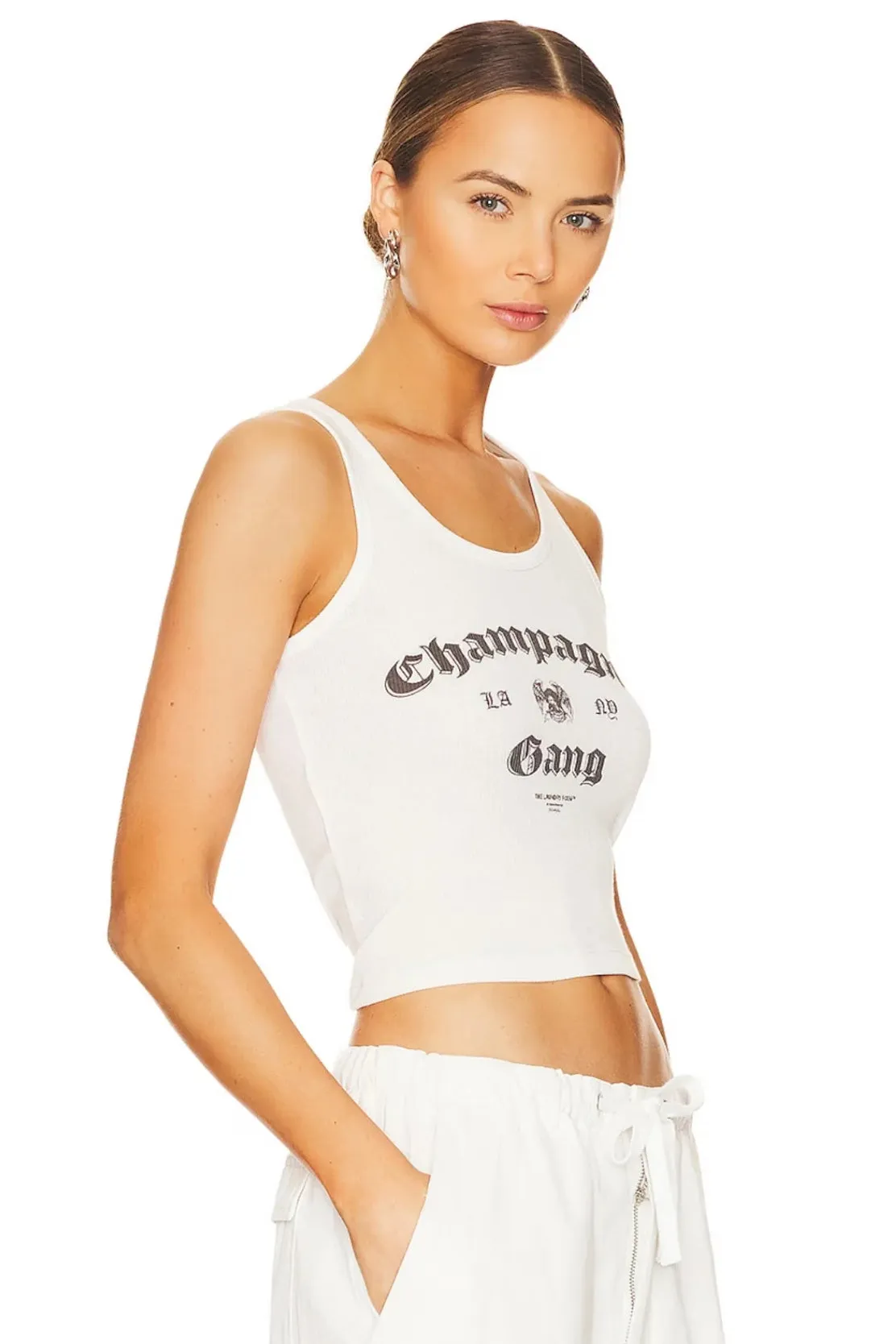 THE LAUNDRY ROOM Womens Champagne Gang Rib Tank - White
