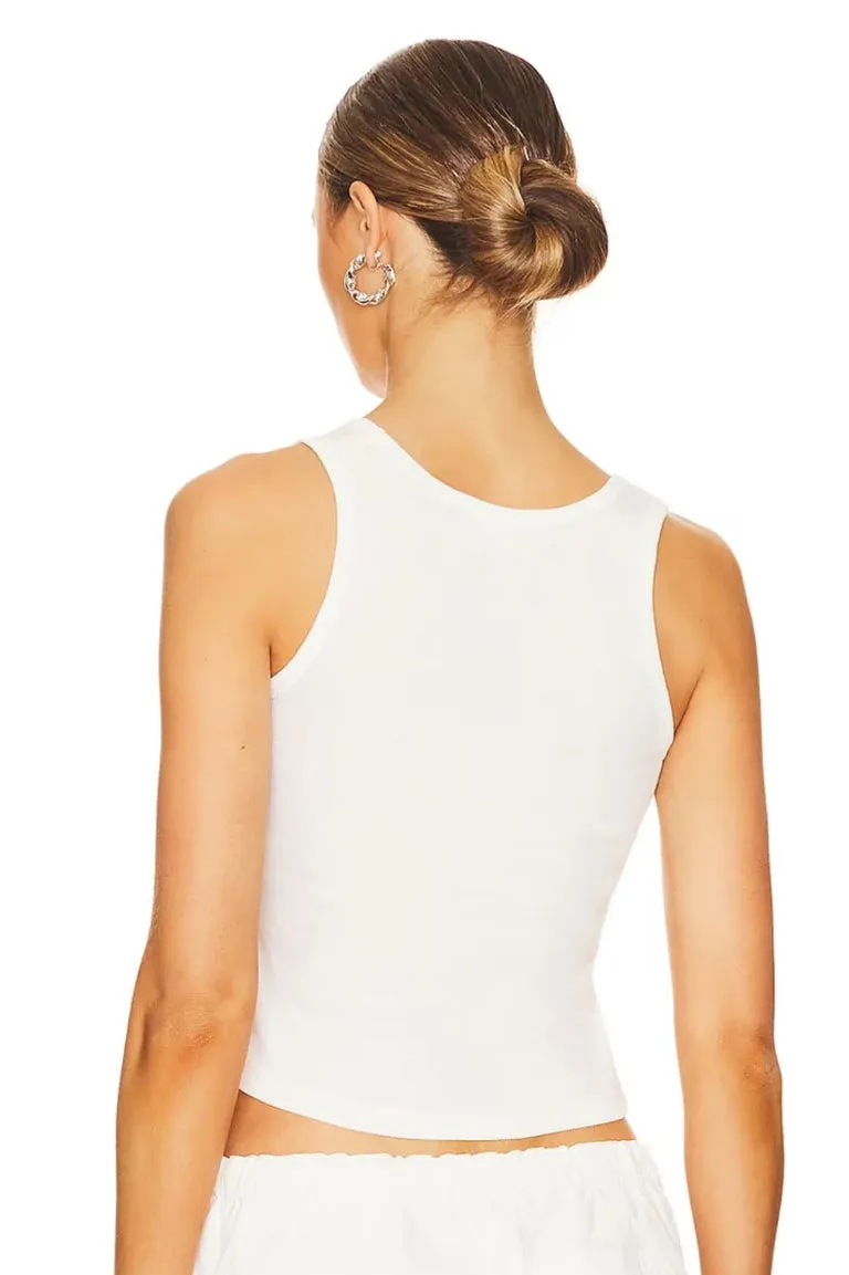 THE LAUNDRY ROOM Womens Champagne Gang Rib Tank - White
