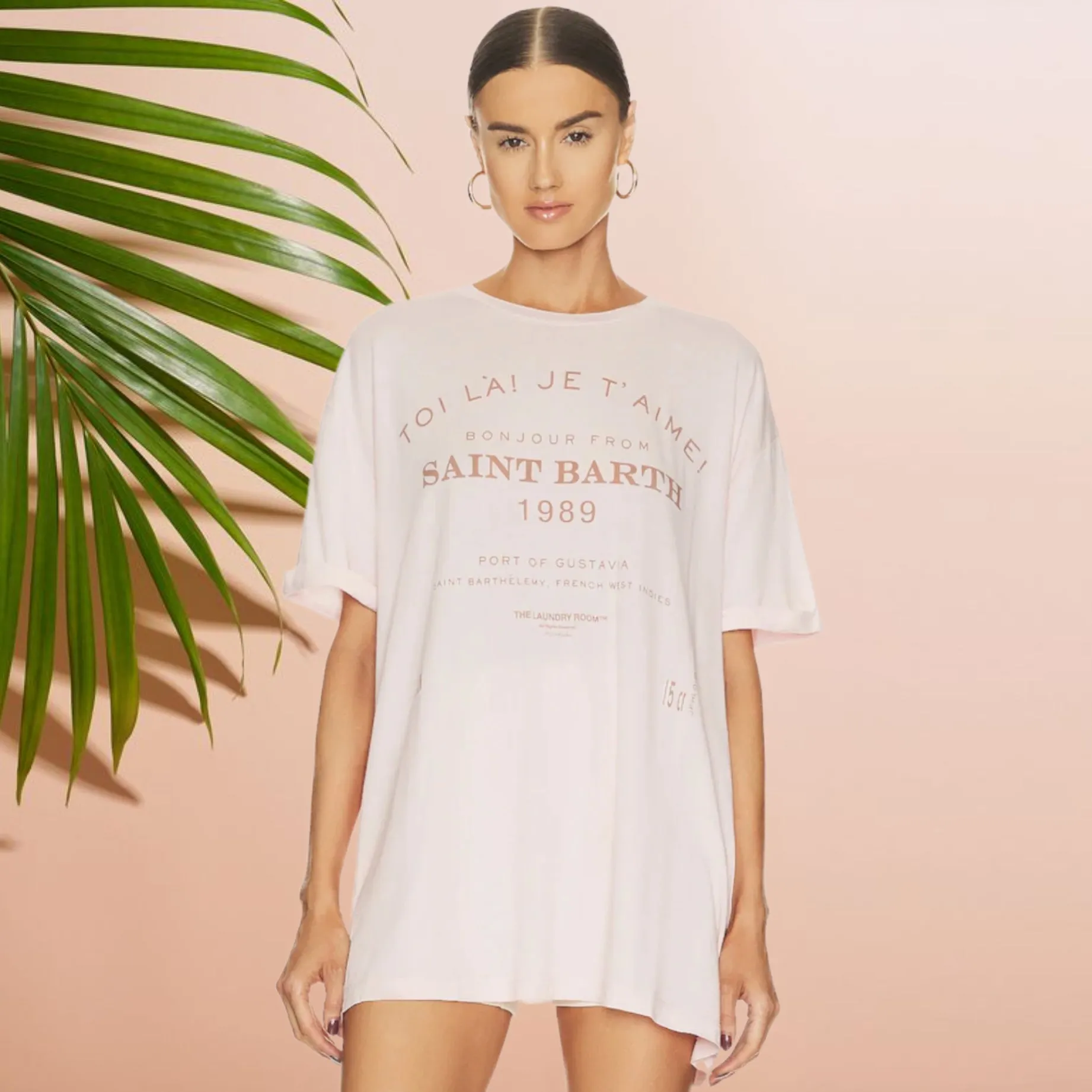 THE LAUNDRY ROOM Womens Saint Barth 89 Oversized Tee - Blush Pink