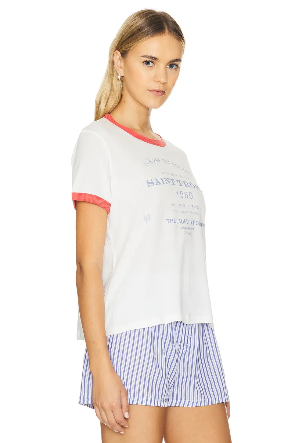 THE LAUNDRY ROOM Womens Saint Tropez Tee - White/Red