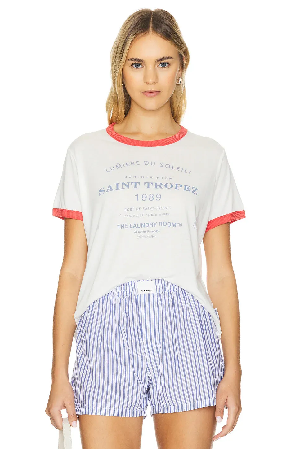 THE LAUNDRY ROOM Womens Saint Tropez Tee - White/Red