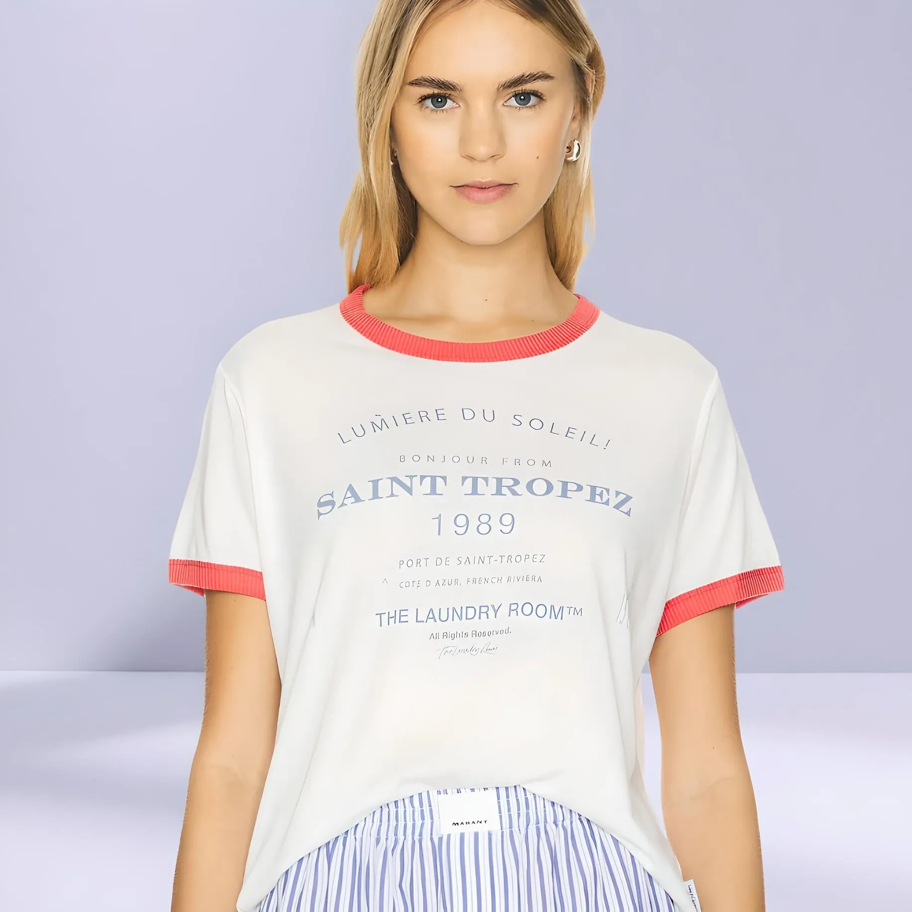 THE LAUNDRY ROOM Womens Saint Tropez Tee - White/Red